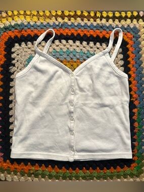 Brandy Melville White Button-Front Spaghetti Strap Camisole
